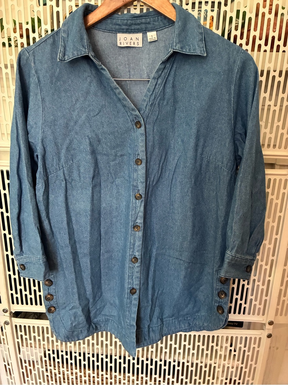 Joan Rivers Denim Button-Up Shirt Jacket in Blue